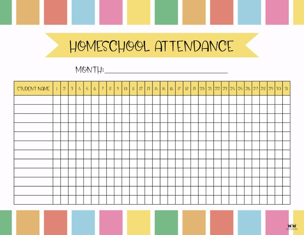 Attendance Sheets - 52 Free Printables | Printabulls throughout Homeschool Attendance Calendar 2024