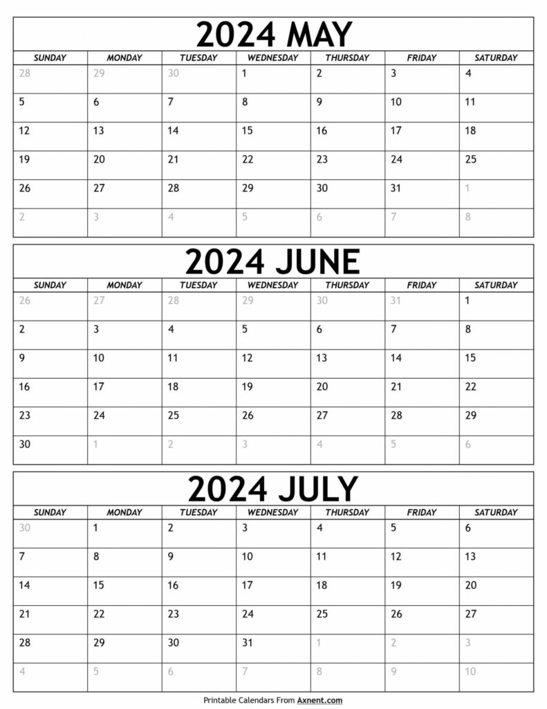 April May June July 2024 Calendar | Printable Calendar 2025