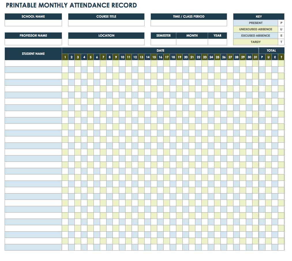 Free Attendance Spreadsheets And Templates | Smartsheet throughout Staff Attendance Sheet 2024