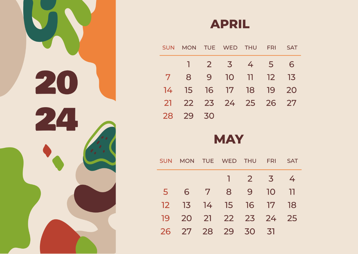 Free May Calendar 2024 Templates &amp;amp; Examples - Edit Online &amp;amp; Download in Calendar For April And May 2024