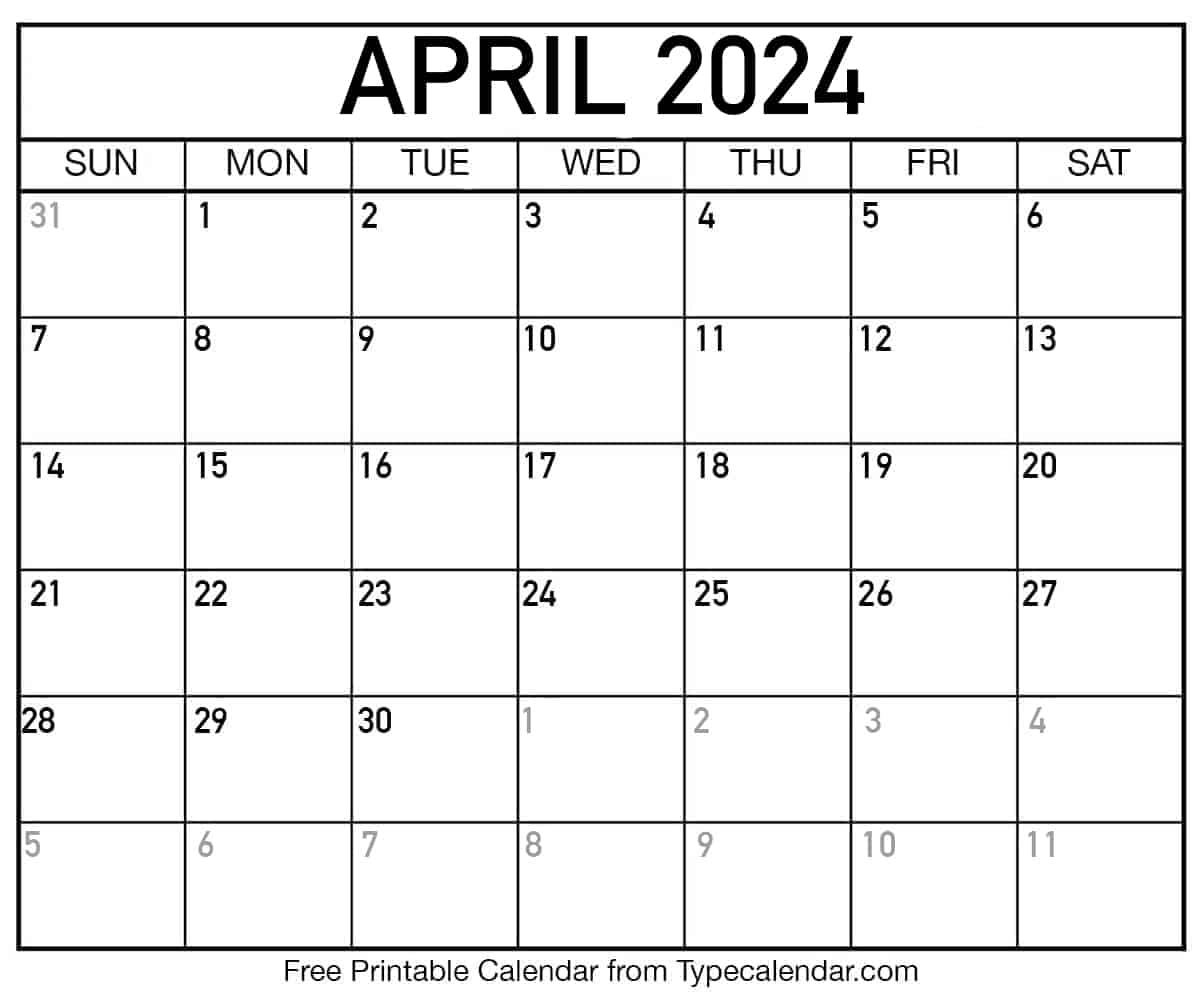 Free Printable April 2024 Calendars - Download intended for April 1 2024 Calendar