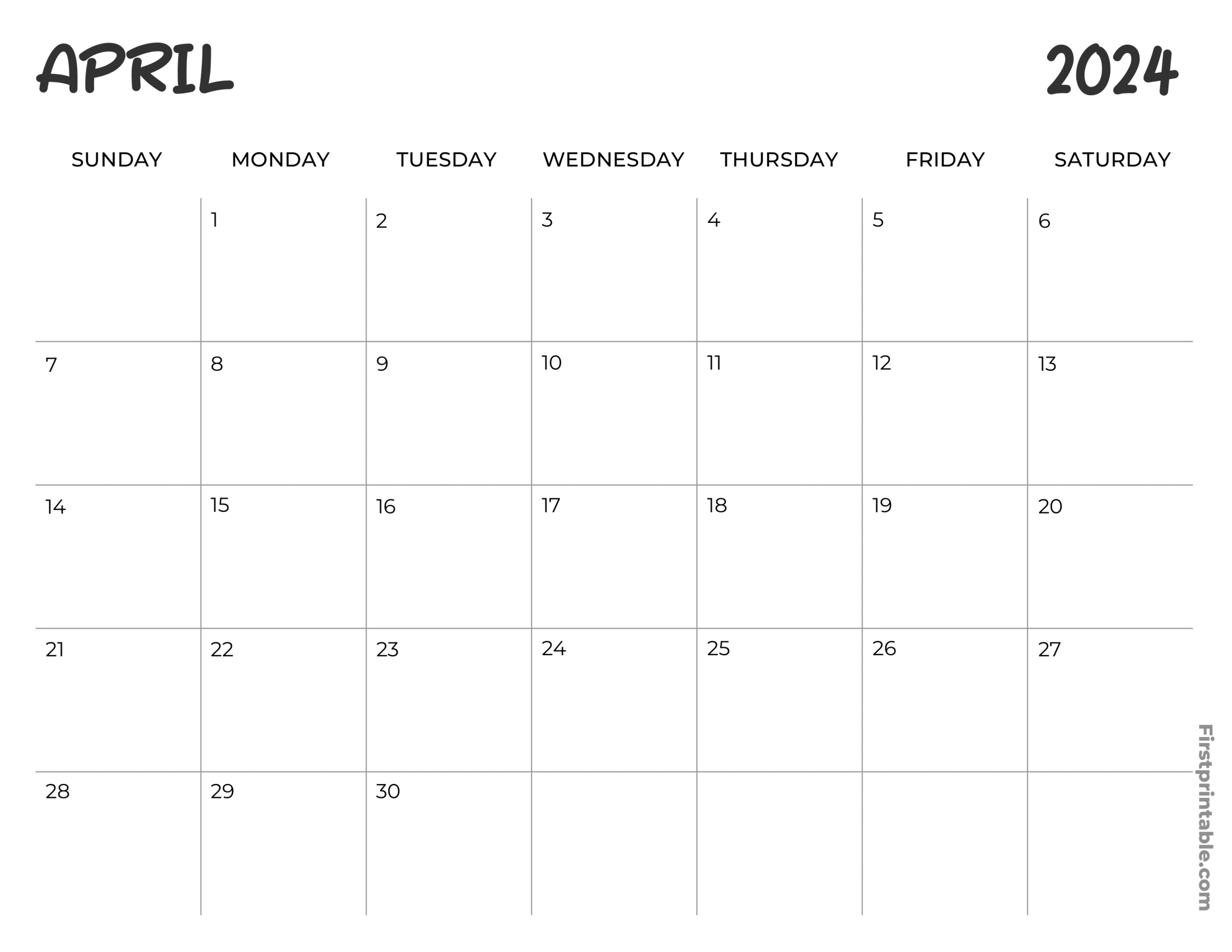 Free Printable &amp;amp; Fillable April Calendar 2024 throughout April 2024 Fillable Calendar