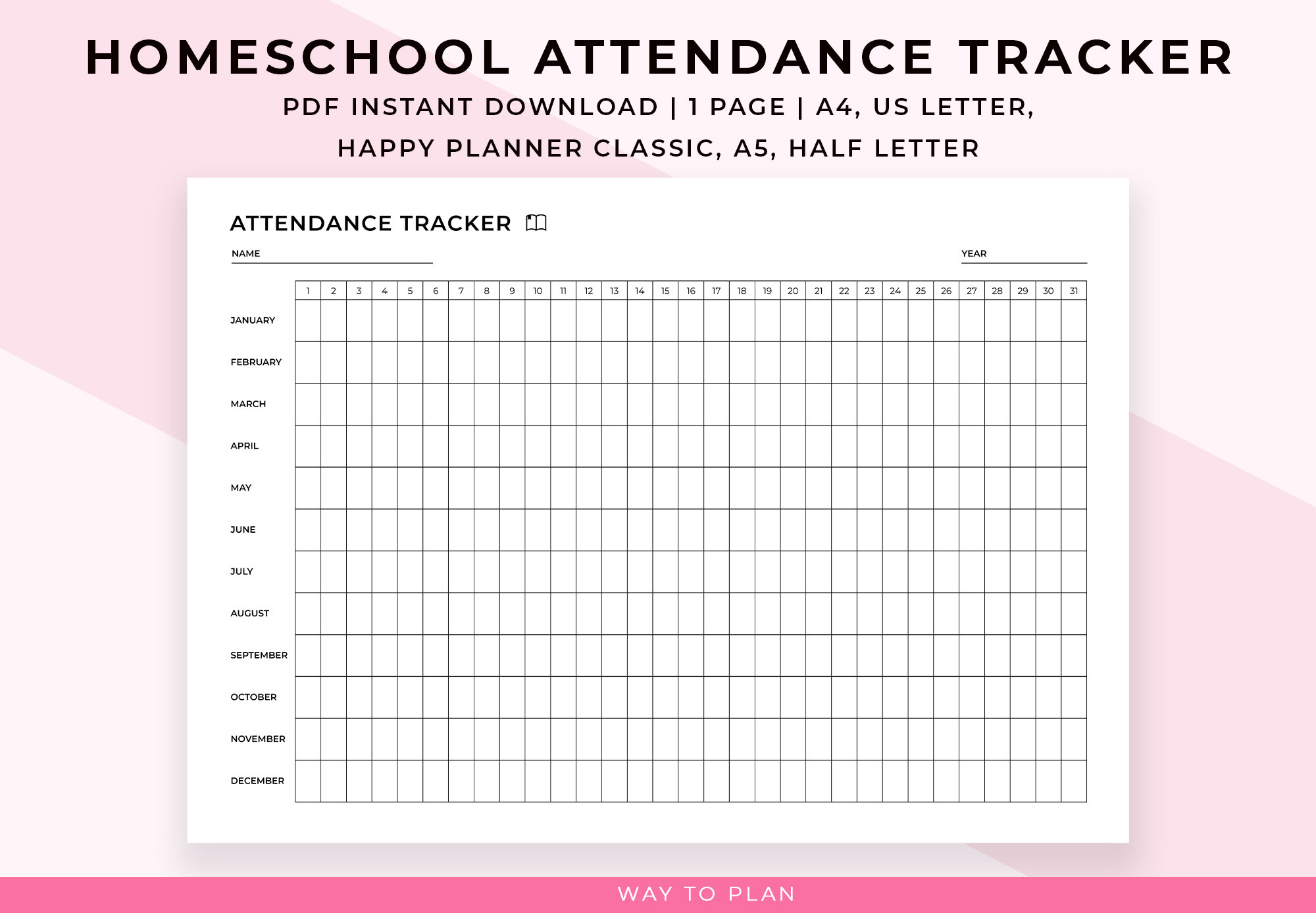 Homeschool Attendance Sheet Printable. Homeschool Attendance with Homeschool Attendance Calendar 2024