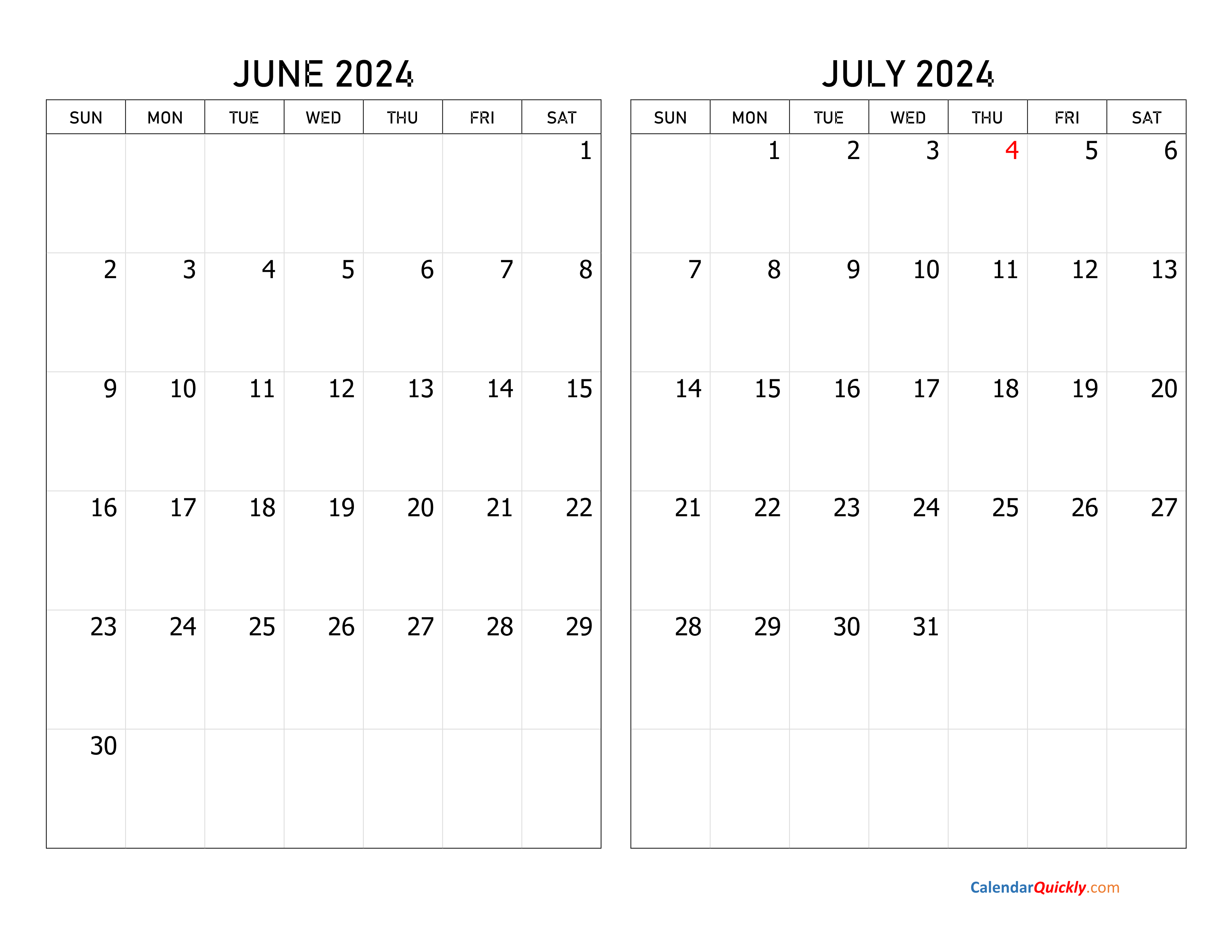 June And July 2024 Calendar | Calendar Quickly with regard to April May June July 2024 Calendar