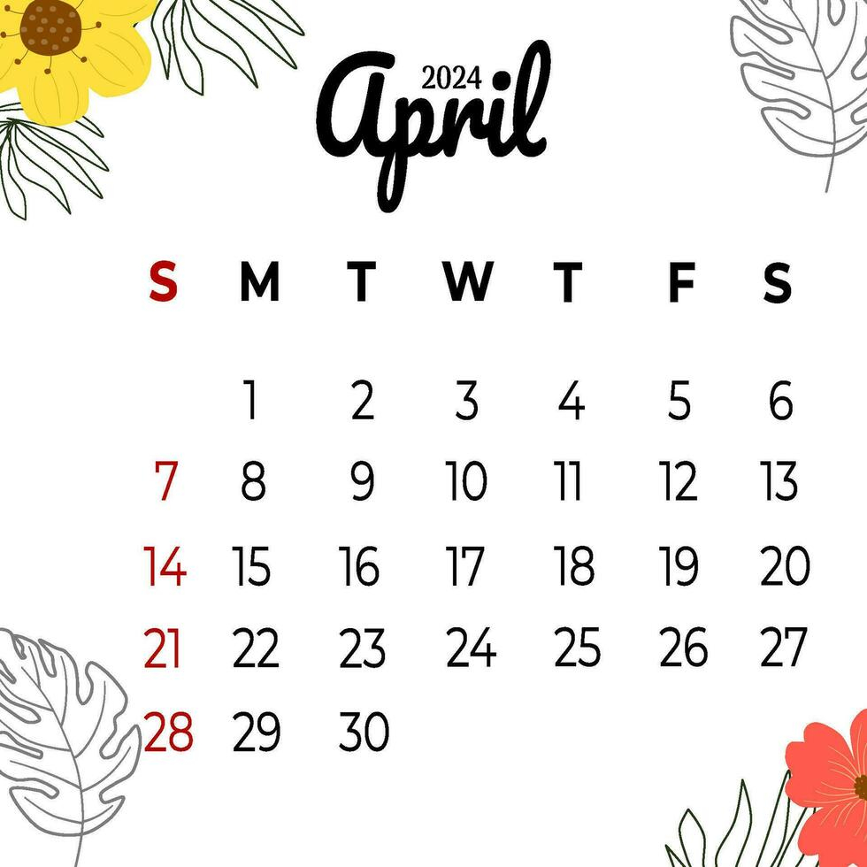 Kalender April 2024 Week Begin Zondag 32422332 Vectorkunst Bij with regard to April -May 2024 Calendar