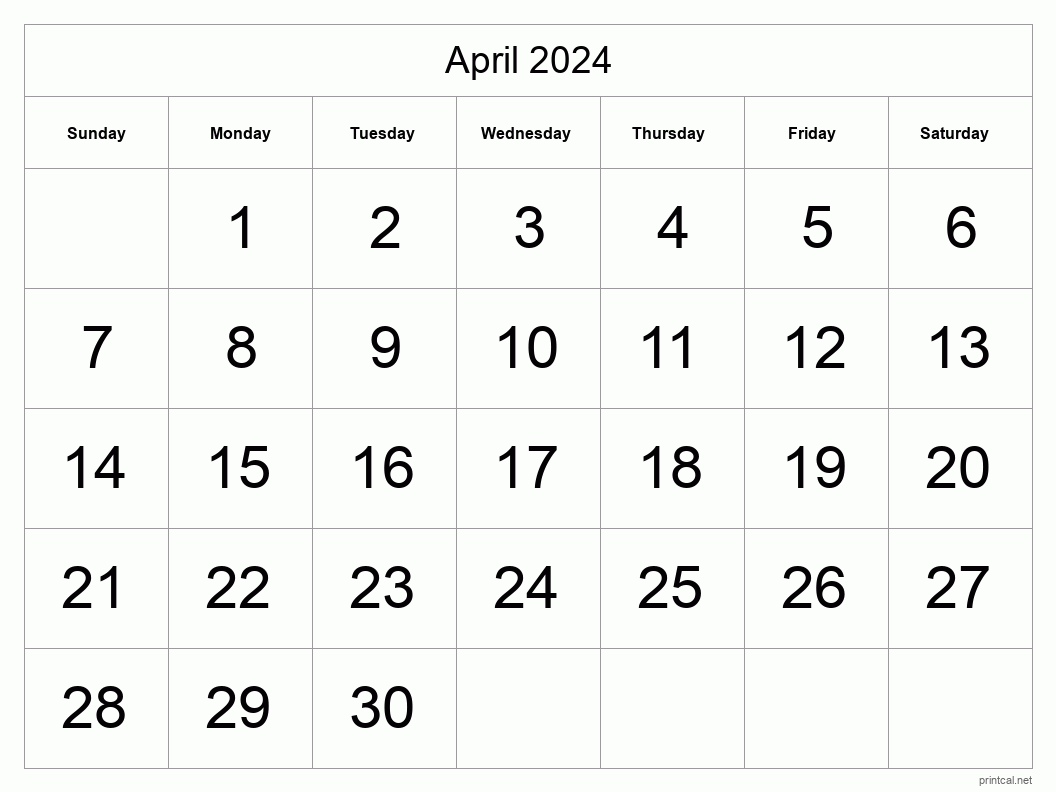 Printable April 2024 Calendar | Free Printable Calendars throughout April 3 2024 Calendar