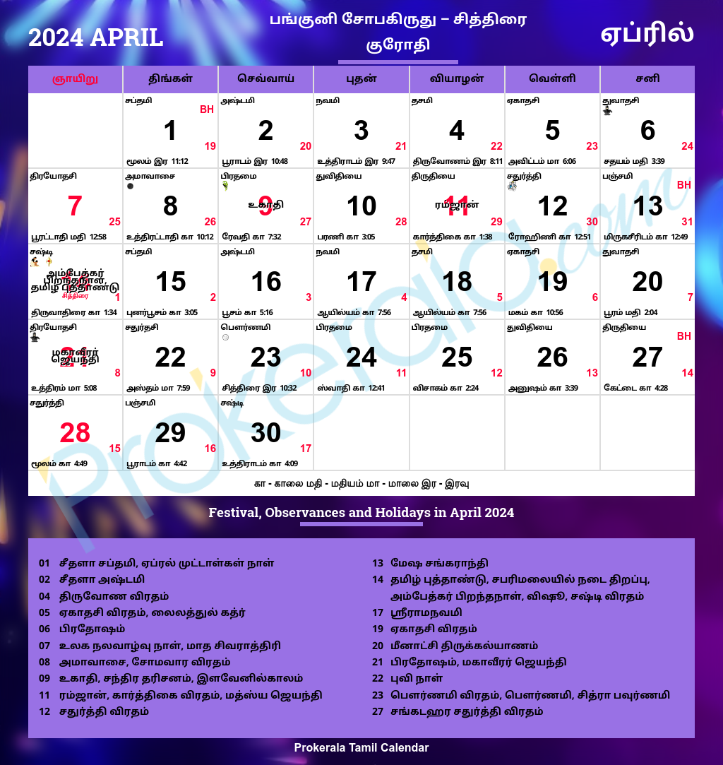 Tamil Calendar 2024, April intended for Tamil Calendar 2024 April