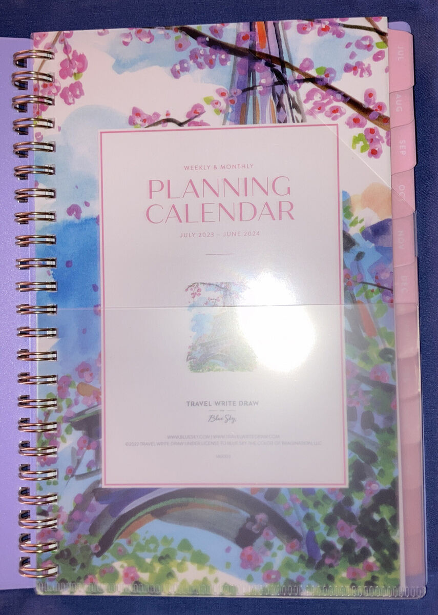 2023-2024 Blue Sky Lavender Weekly/Monthly Academic Planner (5 X 8 intended for Blue Sky Weekly/Monthly Planning Calendar July 2023-June 2024