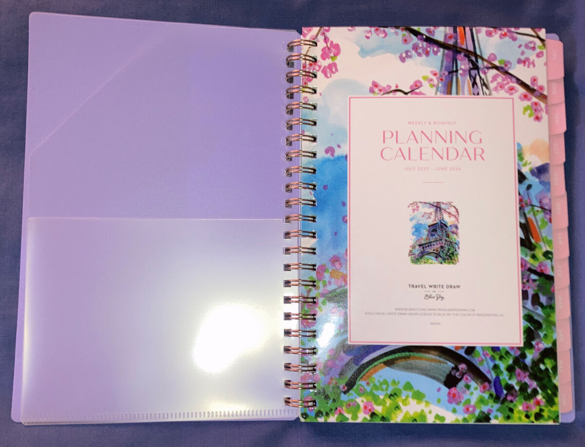 2023-2024 Blue Sky Lavender Weekly/Monthly Academic Planner (5 X 8 pertaining to Blue Sky Planning Calendar July 2023-June 2024