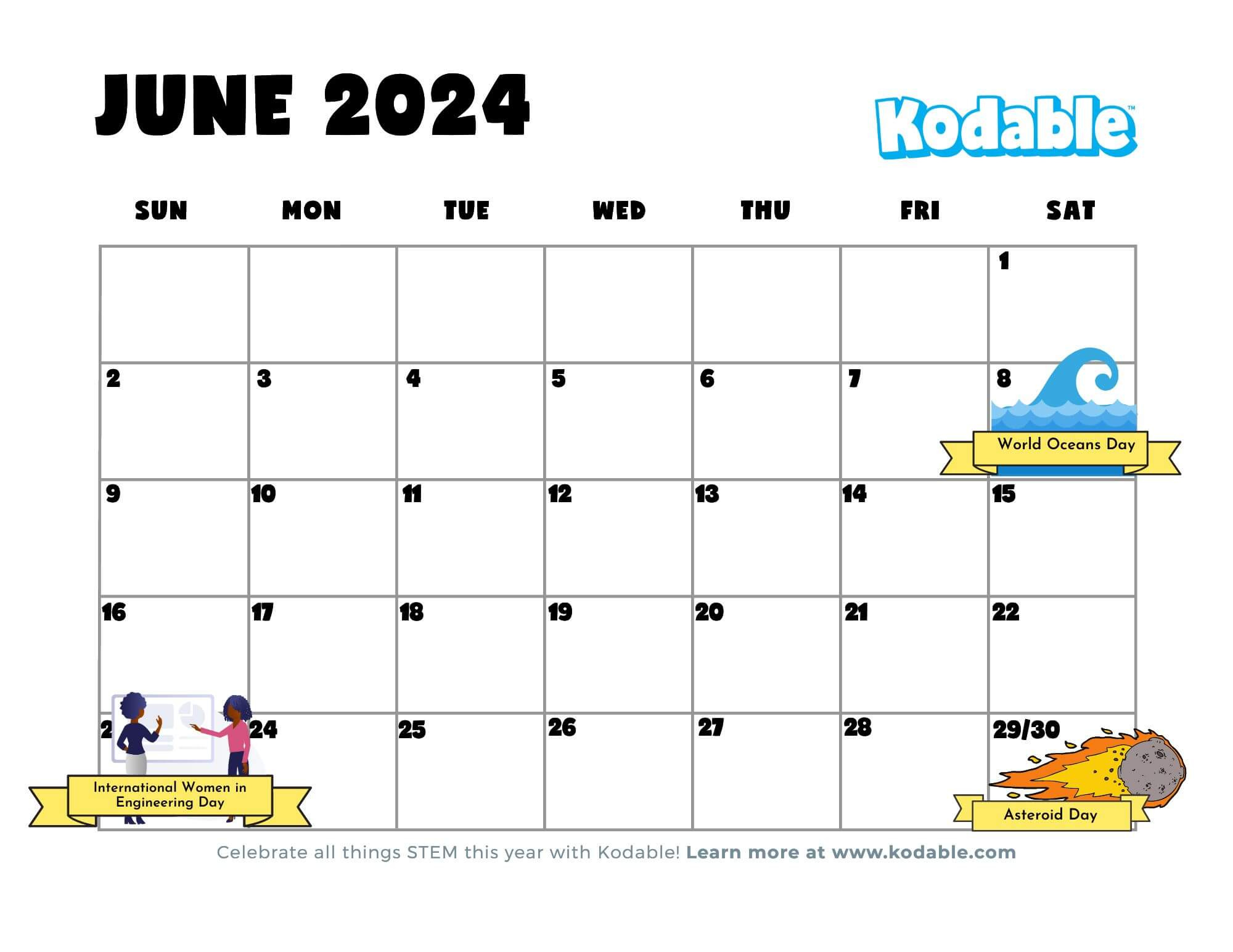 2023-2024 Stem Events Calendar And Holidays For Teachers | Kodable with June Calendar Events 2024