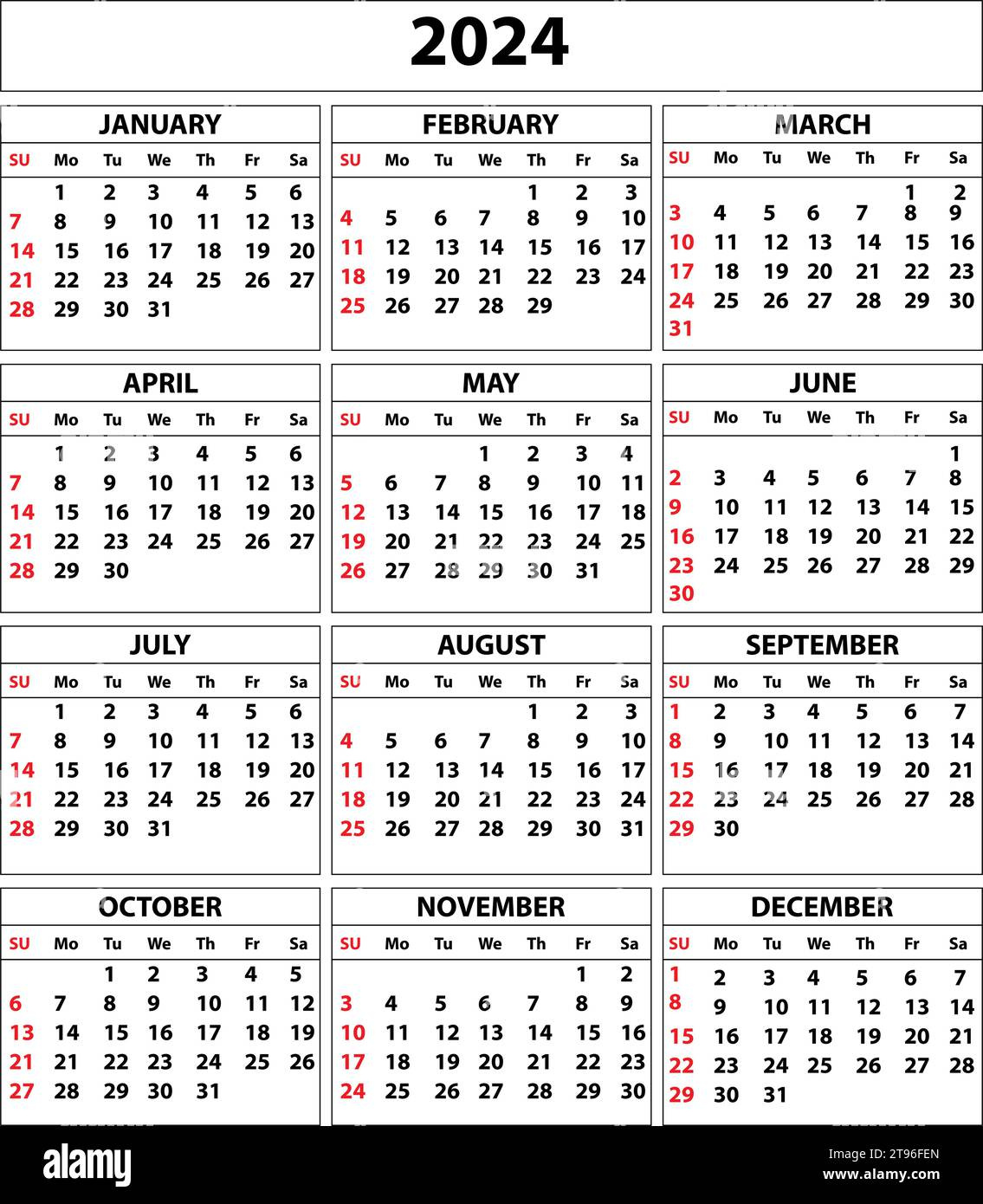 2024 Calendar Set. Color Vector Pocket Calendar Design. The Week in Calendar 2024 March April May June