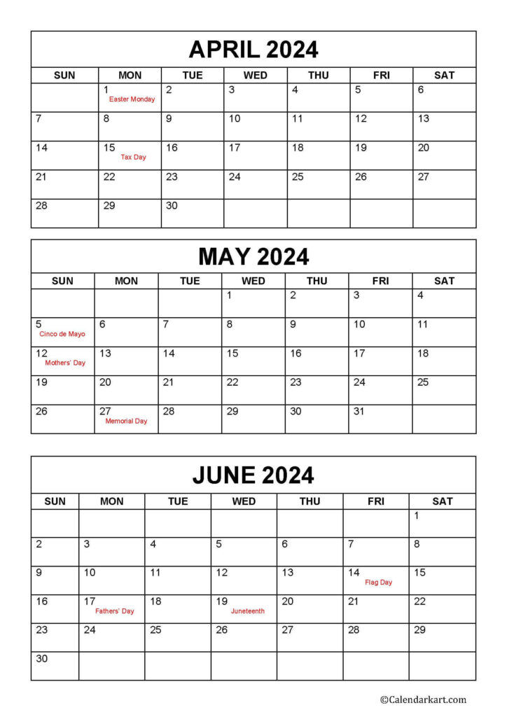 April May June 2024 Calendar Printable Free | Printable Calendar 2025