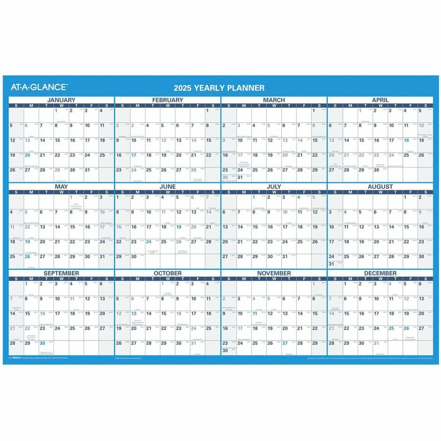 At-A-Glance Horizontal Reversible Erasable Wall Calendar - Large Size -  Julian Dates - Yearly - 12 Month - January 2024 - December 2024 - 36&quot; X 24&quot;  Wh intended for Genovis Julian Calendar 2024