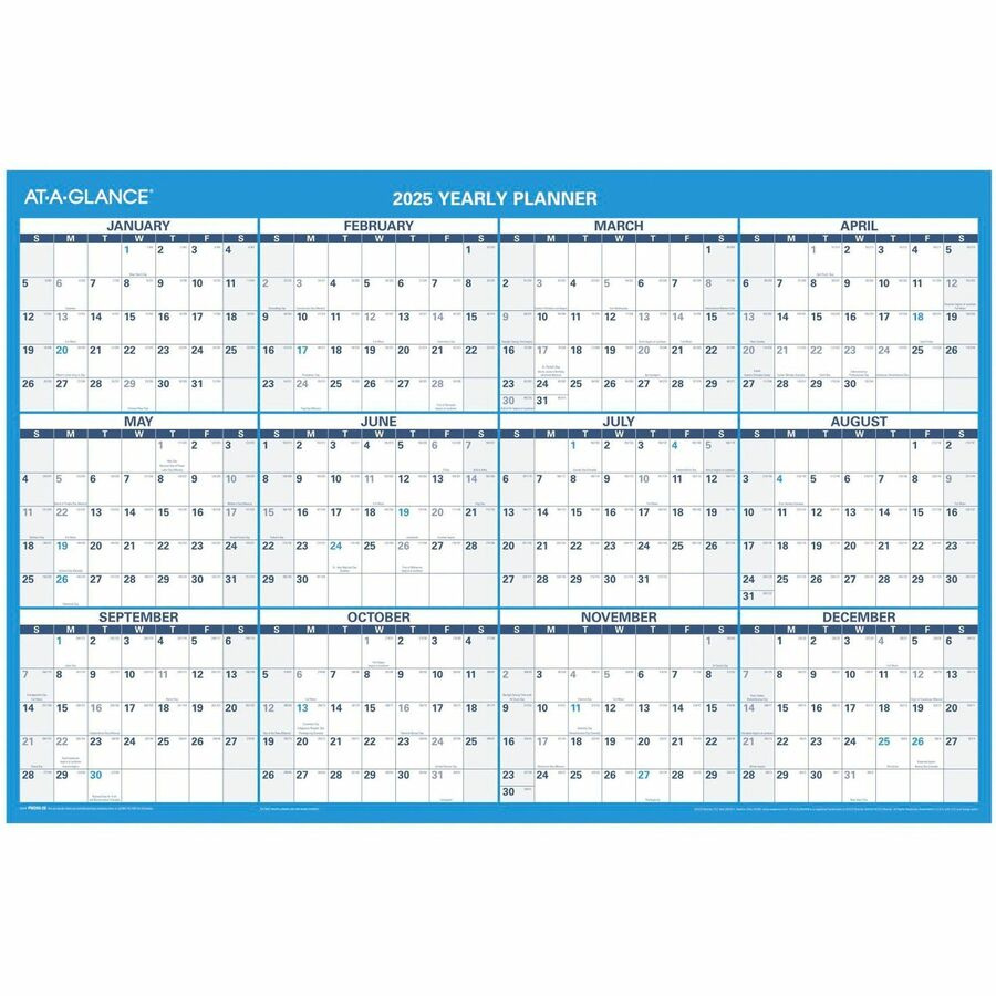 At-A-Glance Horizontal Reversible Erasable Wall Calendar - Large Size - Julian Dates - Yearly - 12 Month - January 2024 - December 2024 - 36&amp;quot; X 24&amp;quot; Wh pertaining to Genovis Julian Day Calendar 2024