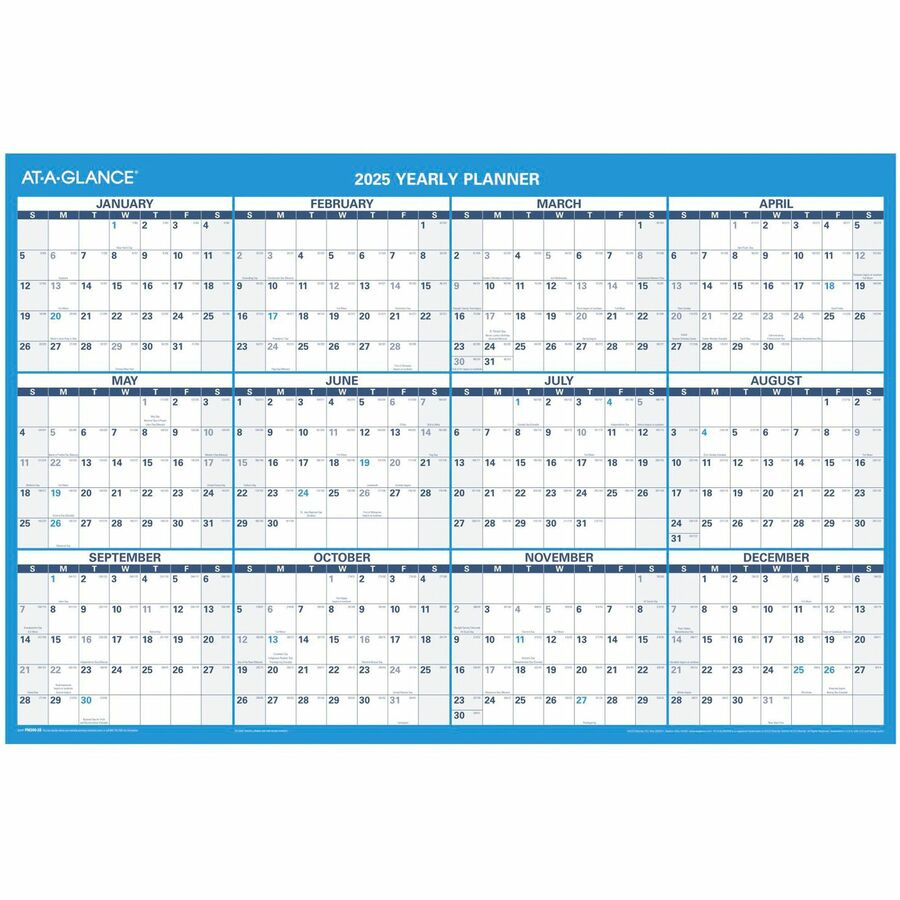 At-A-Glance Horizontal Reversible Erasable Wall Calendar - Large throughout 2024 Calendar With Julian Dates
