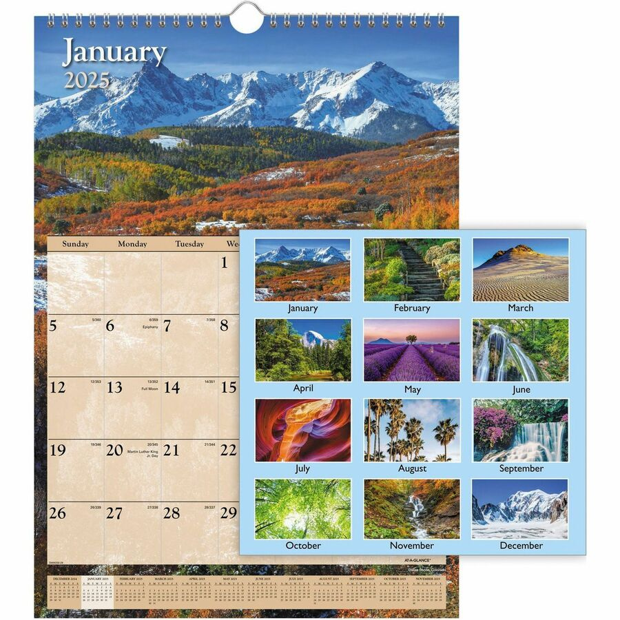 At-A-Glance Scenic Wall Calendar - Medium Size - Julian Dates pertaining to Julian Calendar 2024 January