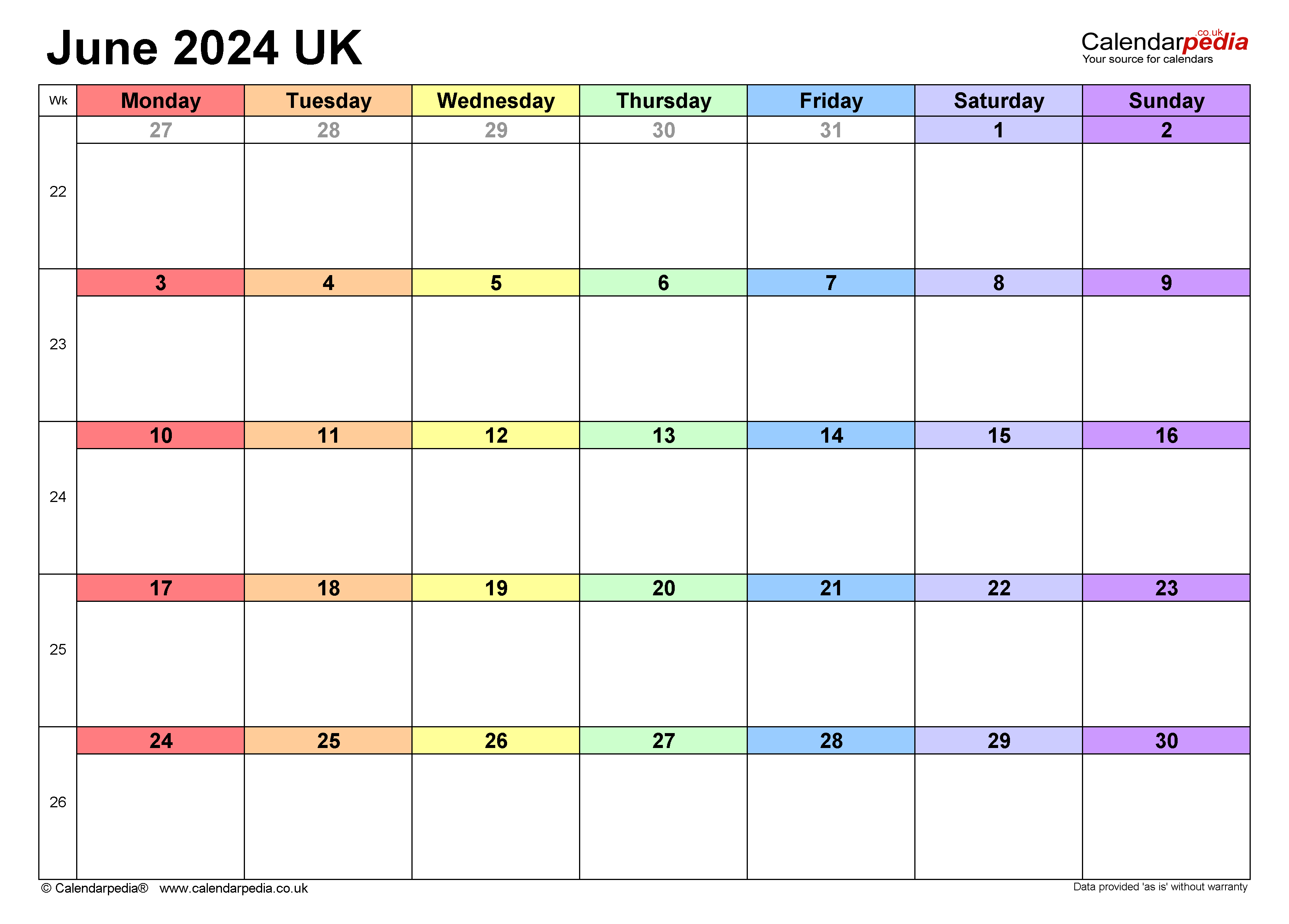 Calendar June 2024 Uk With Excel, Word And Pdf Templates throughout June 2024 Calendar Uk
