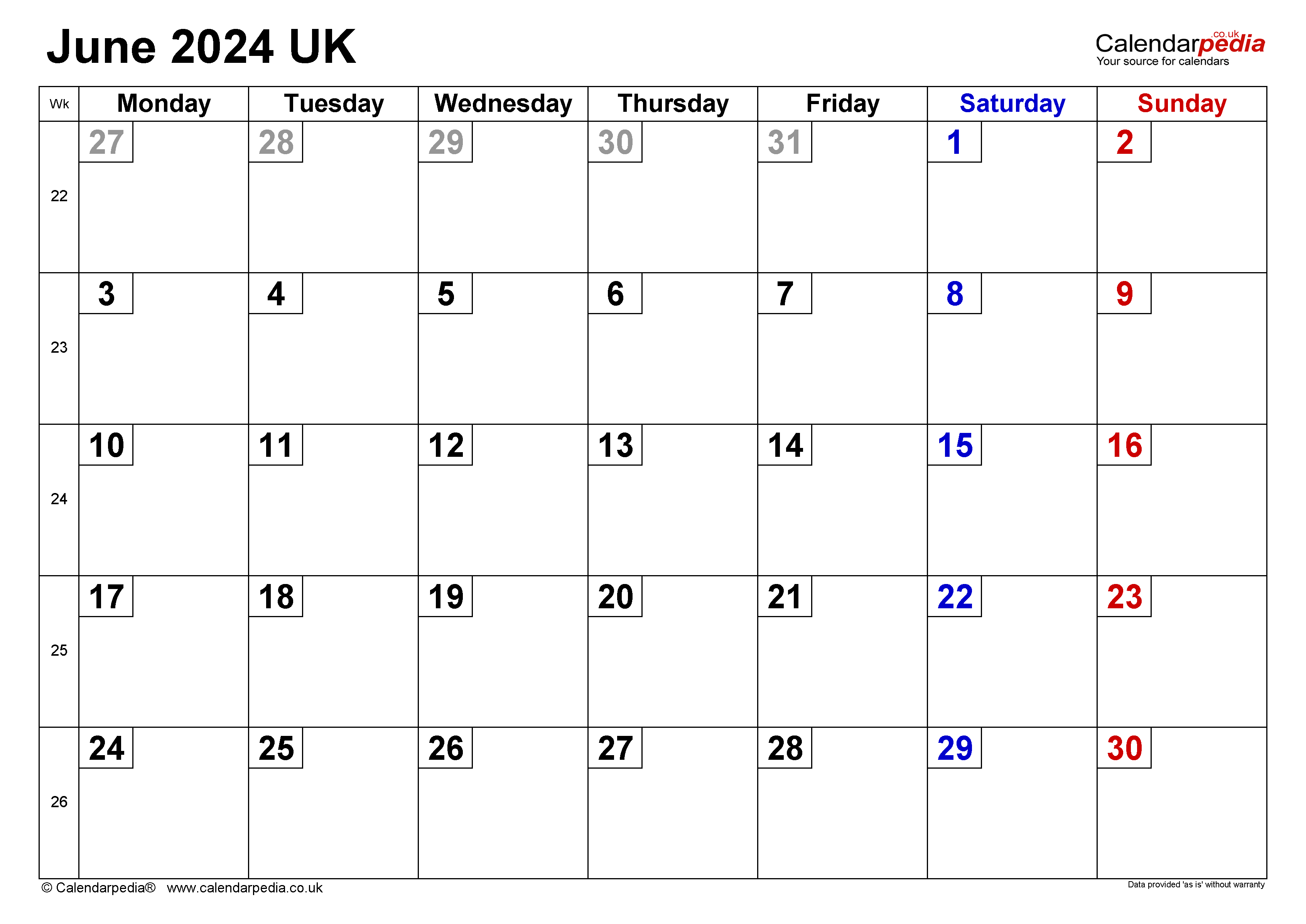 Calendar June 2024 Uk With Excel, Word And Pdf Templates with regard to June 2024 Calendar Uk