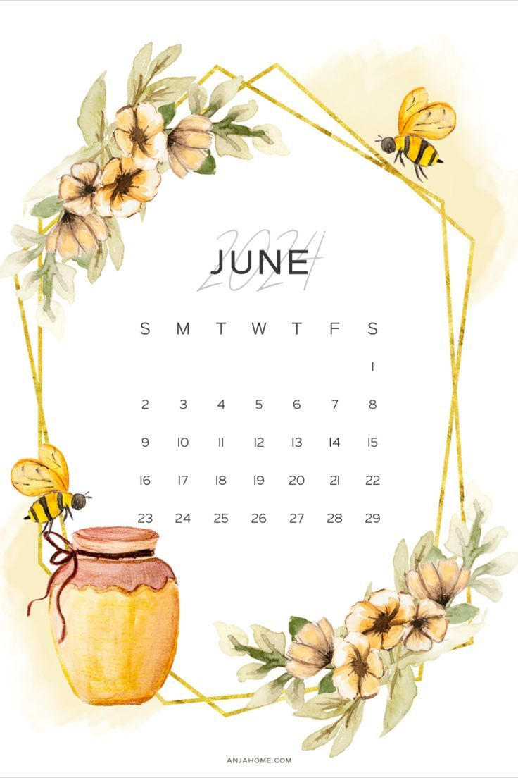 Cute June 2024 Calendar Printables - Anjahome | Printable Calendar inside June 2024 Calendar Cute Printable