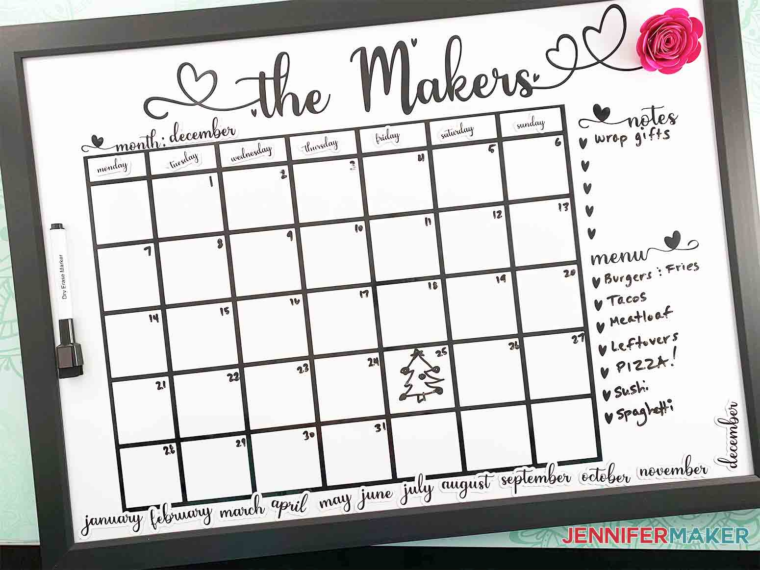 Diy Personalized Whiteboard Calendar With Print &amp;amp; Cut Magnets pertaining to June Dry Erase Calendar Ideas 2024