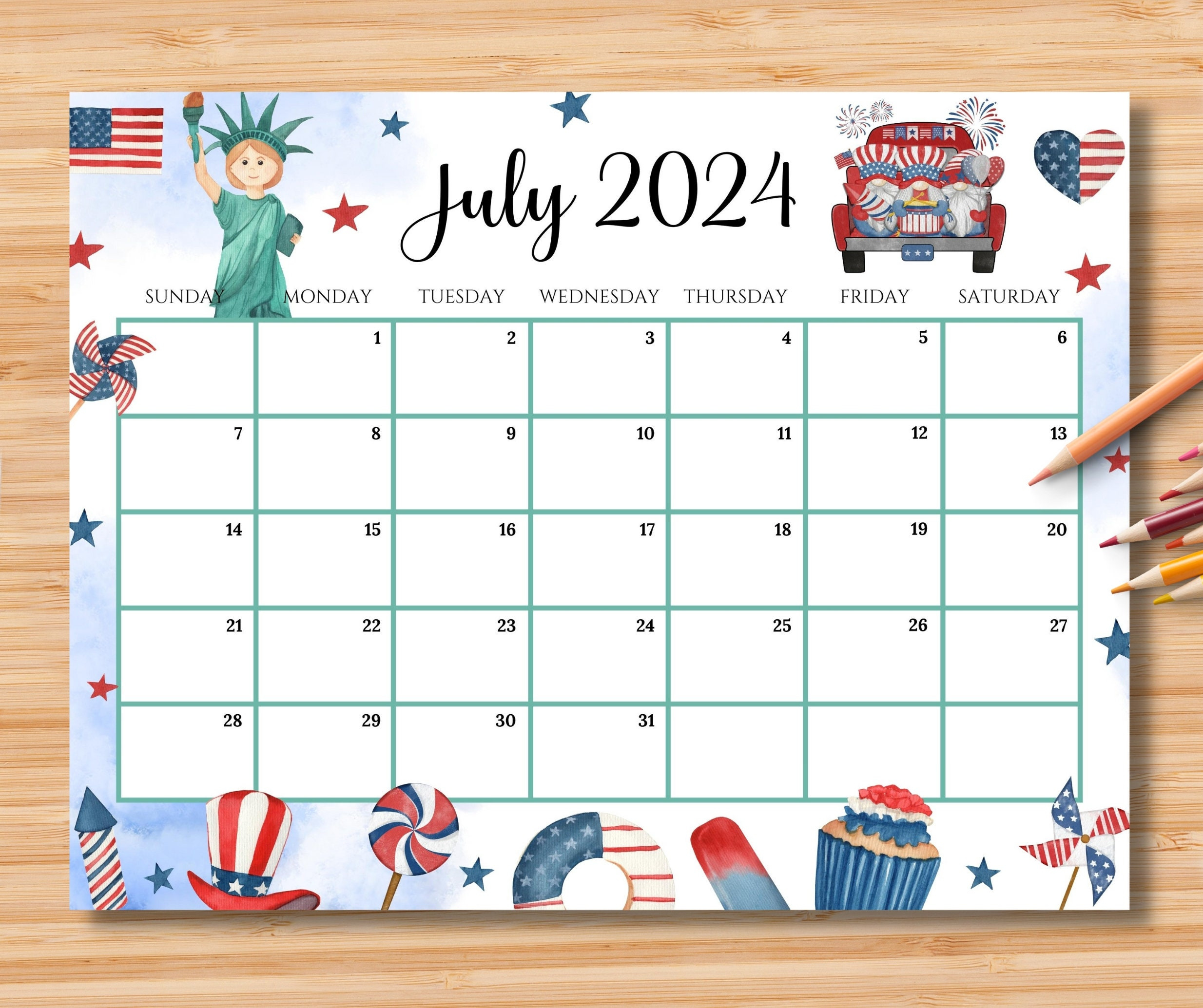 Editable July 2024 Calendar, 4Th July Independence Day, Printable intended for July 4Th 2024 Calendar