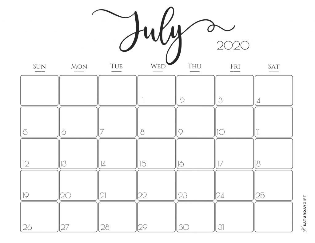 Elegant 2020 Calendar {Free Printables} | Calendar Printables inside Free Printable Calendar July 202