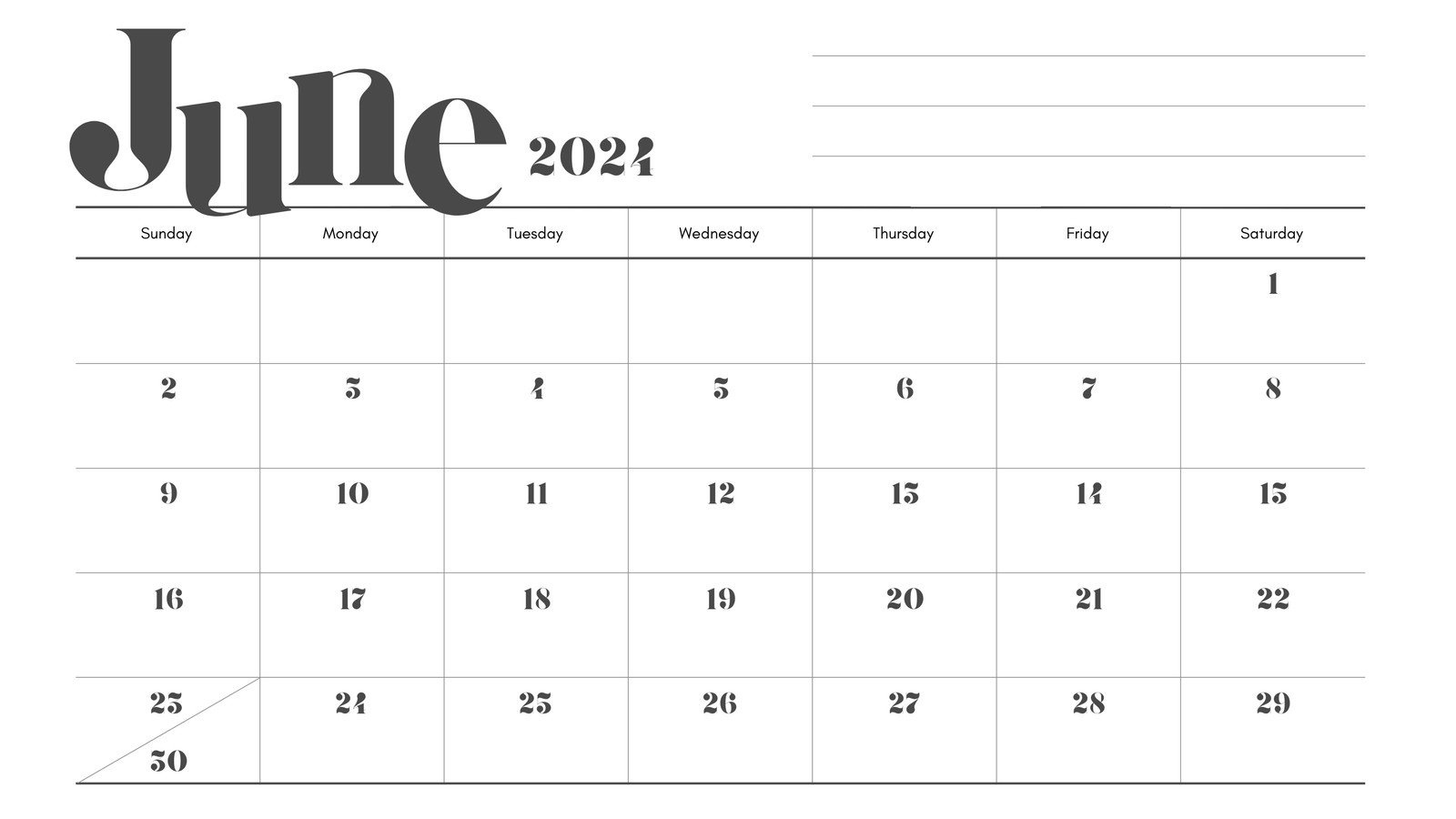Free Printable, Custom June 2024 Calendar Templates | Canva in June 2024 Editable Calendar