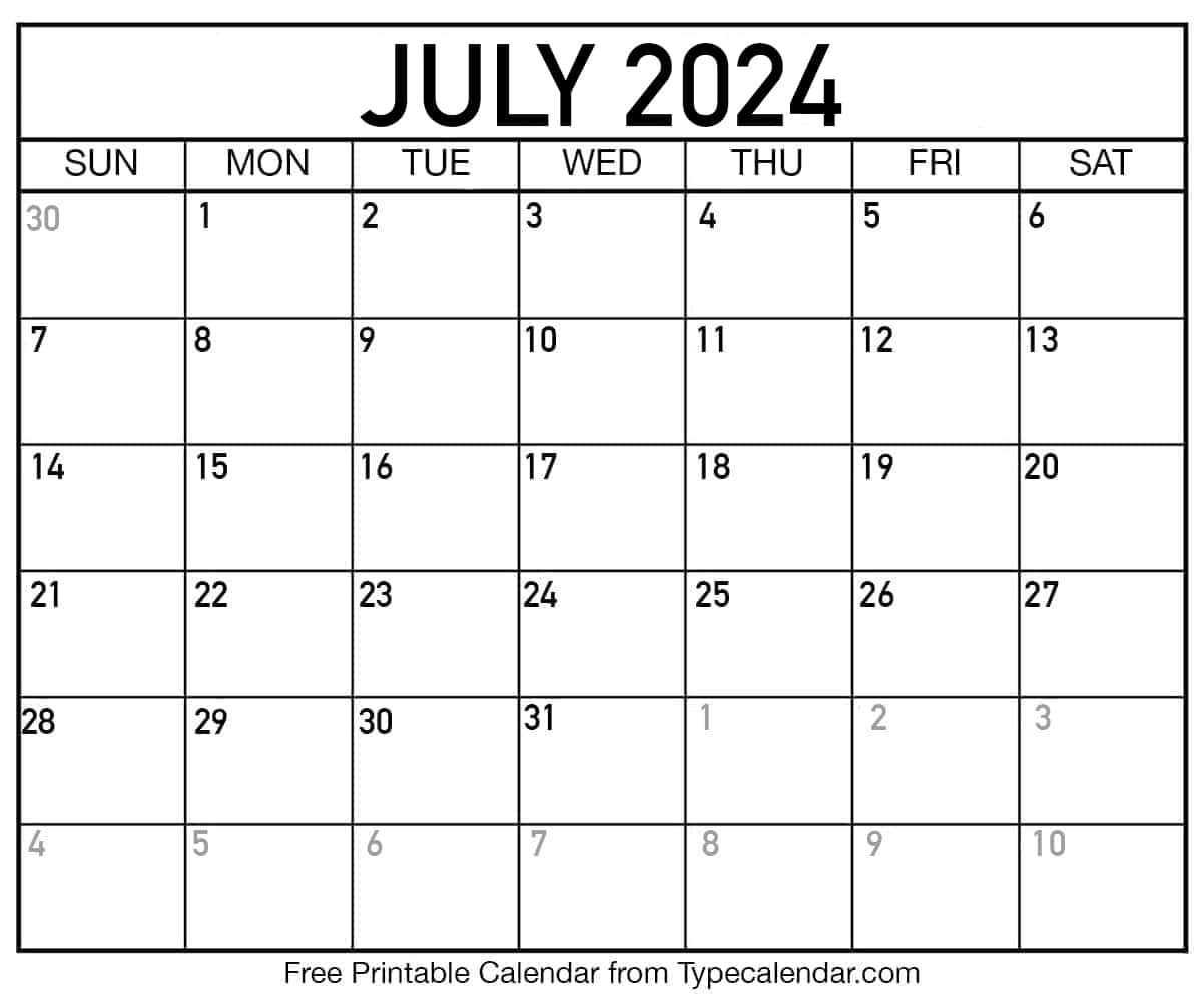 Free Printable July 2024 Calendars - Download intended for July 2024 Calendar Excel