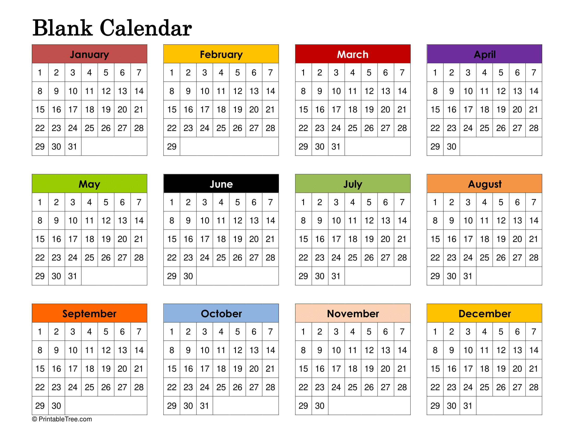 Free Printable Yearly 2024 Blank Calendar Templates Pdf in Julian Calendar 2024 Genovis