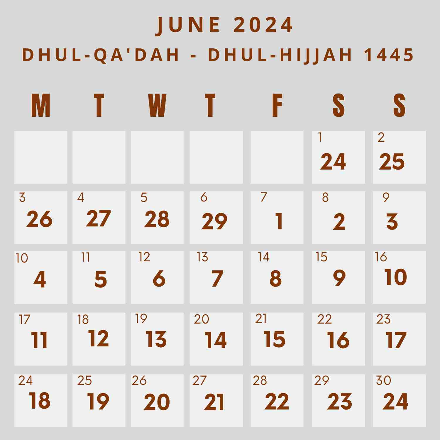 Islamic Calendar 2024 - Khwajadarbar for June 2024 Islamic Calendar