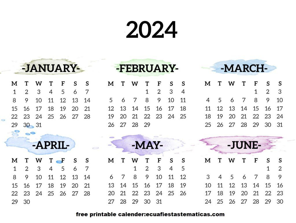 January To June 2024 Calendar Templates | Calendar Template pertaining to 2024 Calendar Jan To June