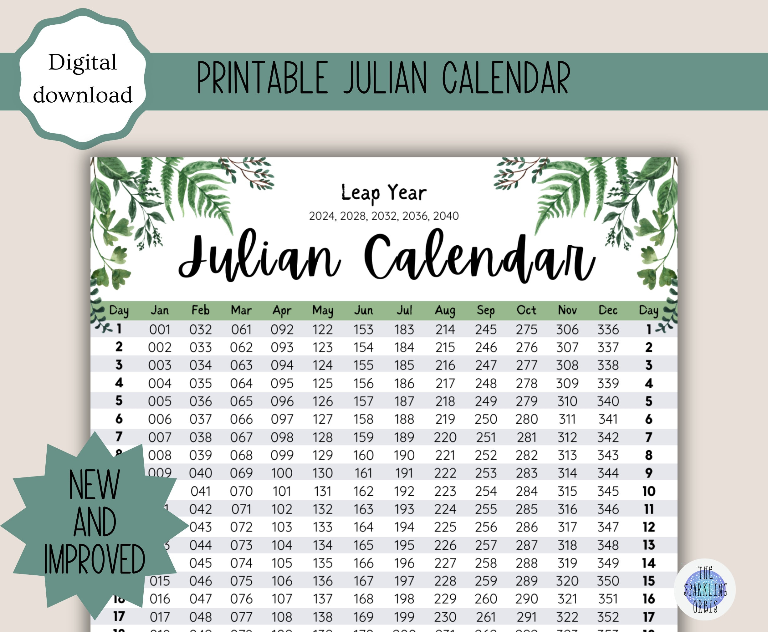 Julian Calendar Military And Government Leaf Design Digital intended for Julien Calender 2024