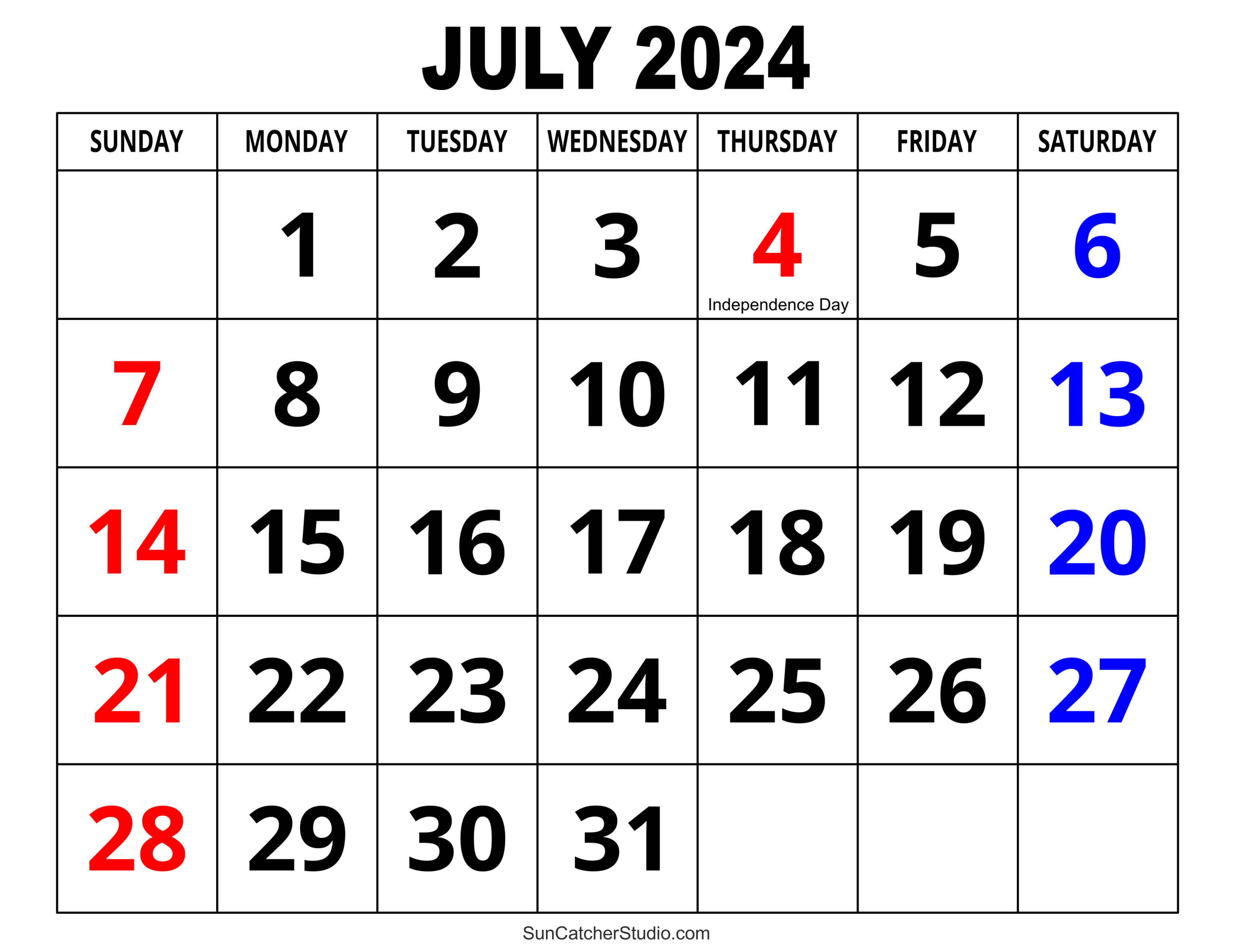 July 2024 Calendar (Free Printable) – Diy Projects, Patterns inside Calendar For July 2024 With Holidays