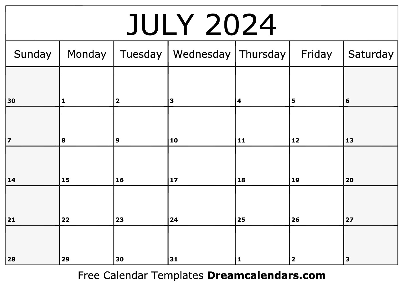 July 2024 Calendar - Free Printable With Holidays And Observances inside July 13 2024 Calendar