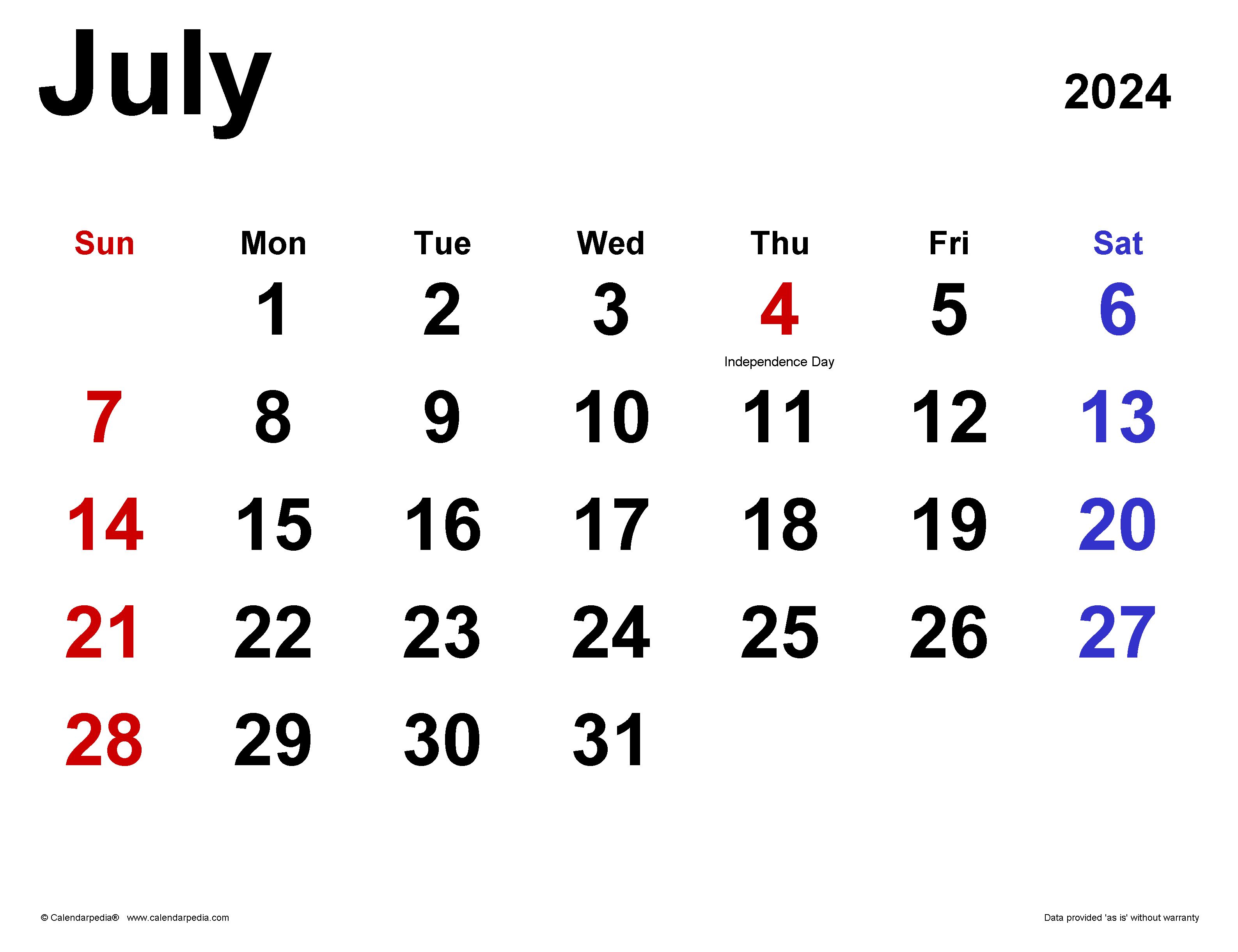 July 2024 Calendar | Templates For Word, Excel And Pdf for July 8 2024 Calendar