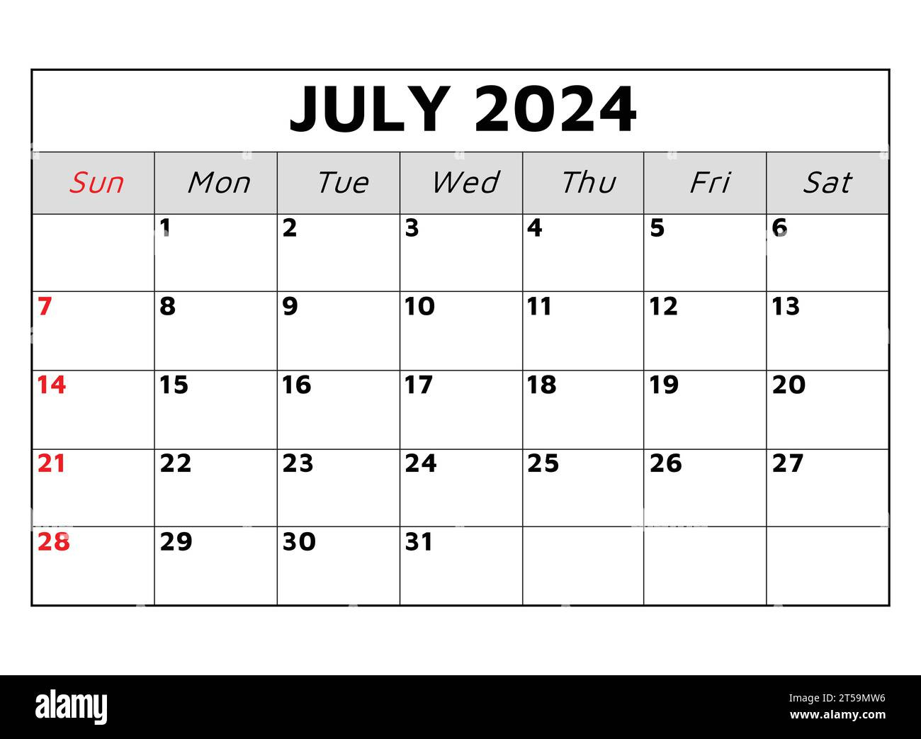 July 2024 Calendar. Vector Illustration. Monthly Planning For Your with regard to July Event Calendar 2024