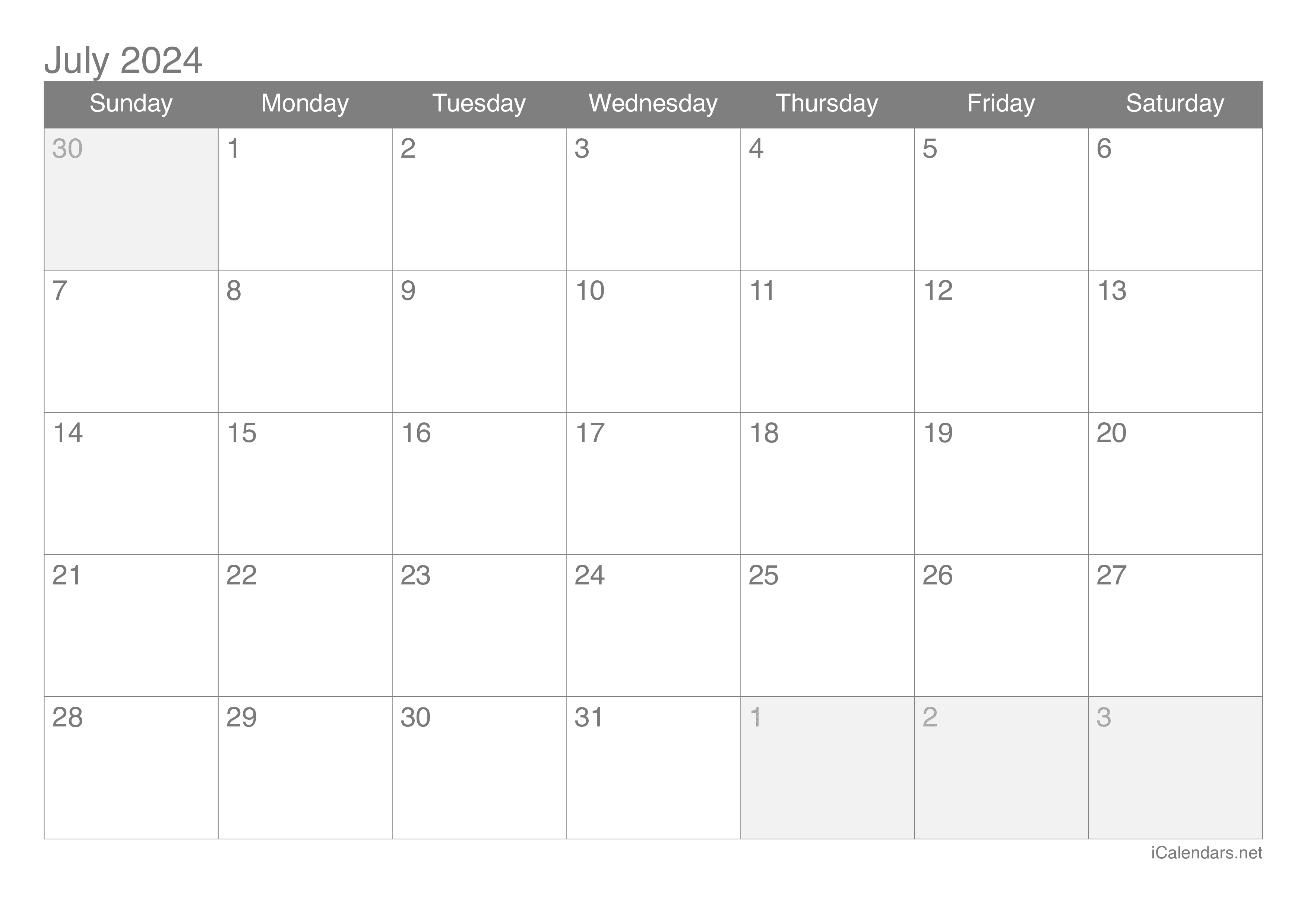 July 2024 Printable Calendar pertaining to June &amp;amp;amp; July 2024 Calendar