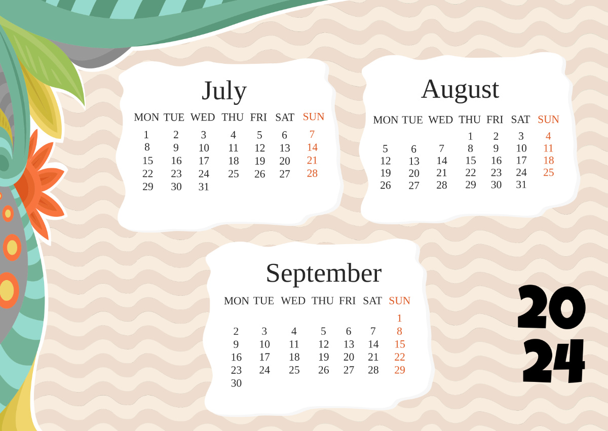 July August September Calendar 2024 Template - Edit Online pertaining to July August September 2024 Calendar