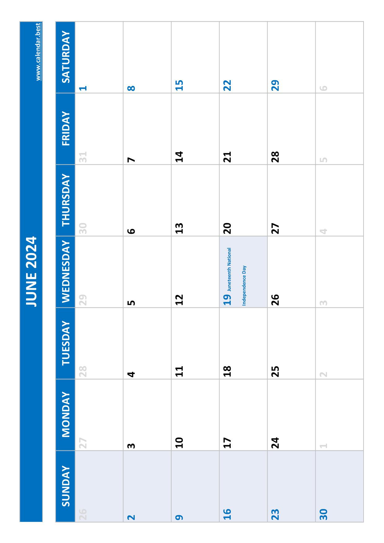 June 2024 Calendar -Calendar.best regarding June 2024 Holiday Calendar