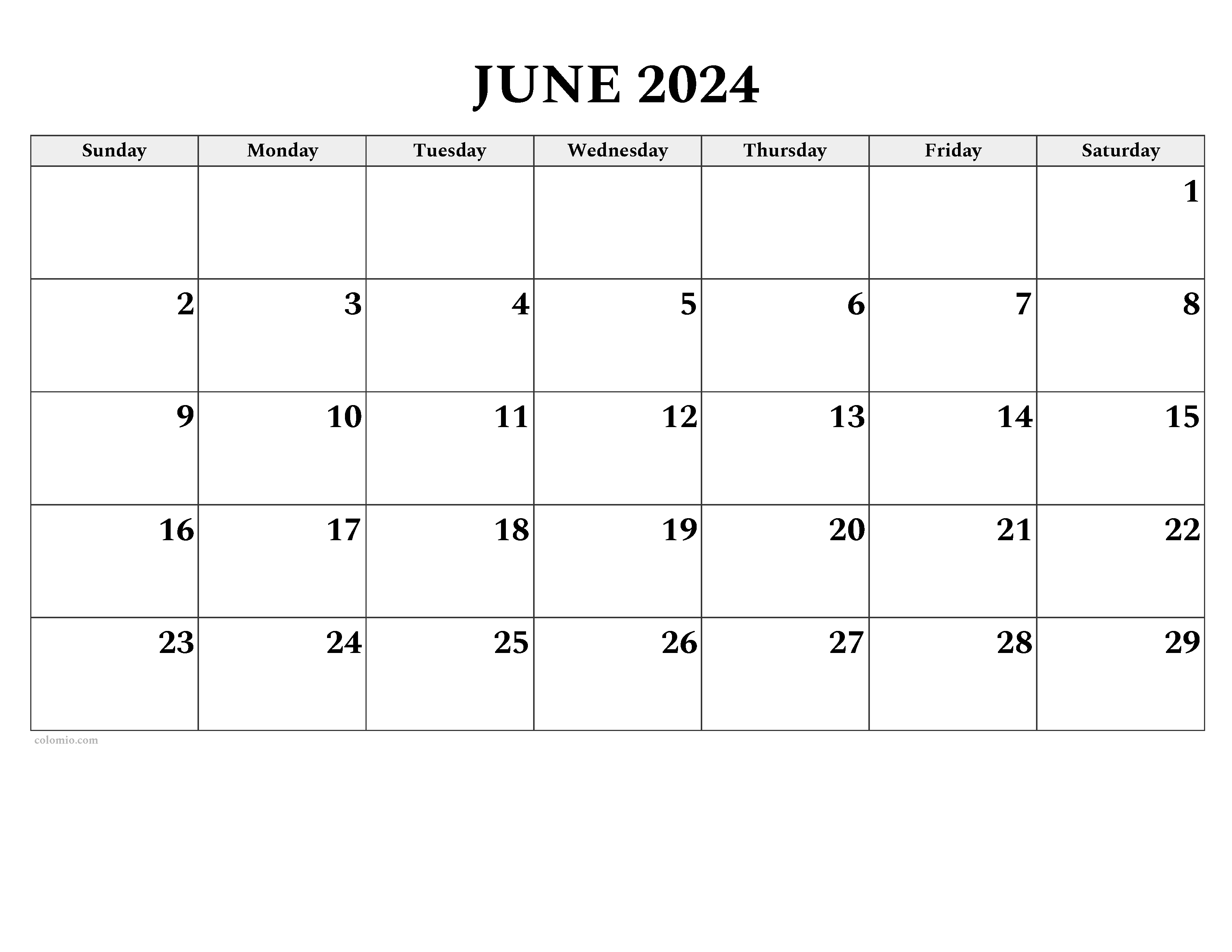 June 2024 Calendar | Free Printable Pdf, Xls And Png in June 2024 Excel Calendar