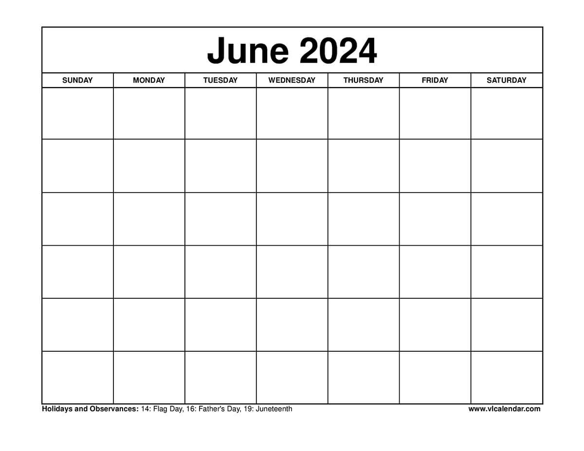 June 2024 Calendar Printable Templates With Holidays in June Daily Calendar 2024