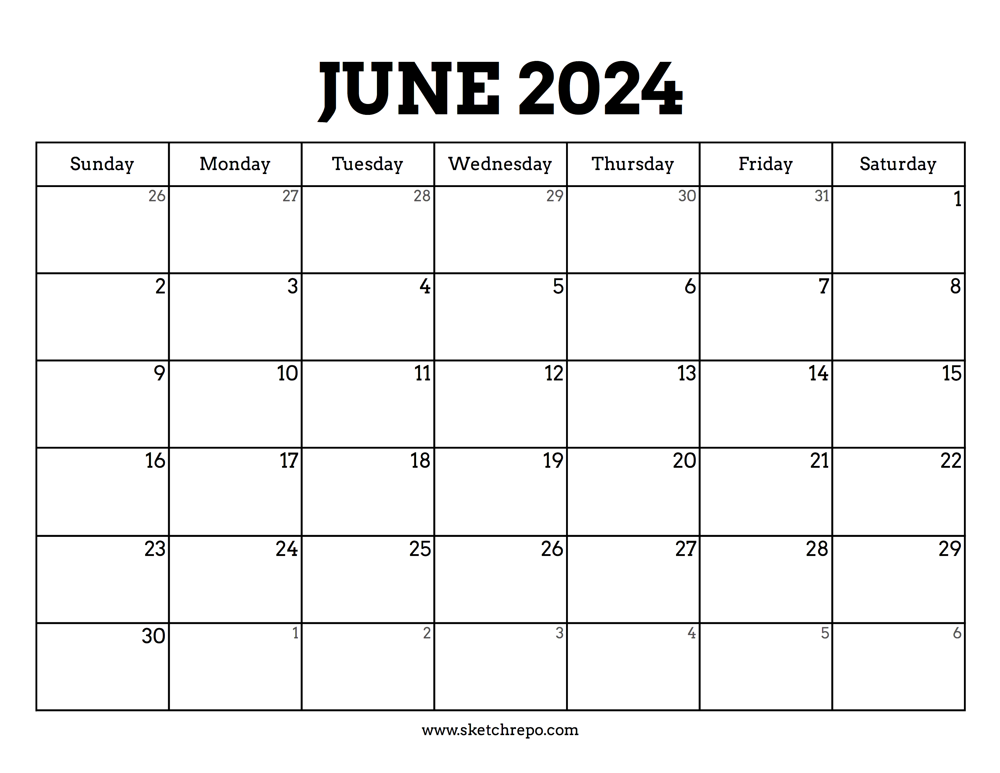 June 2024 Calendar – Sketch Repo intended for June 14 2024 Calendar