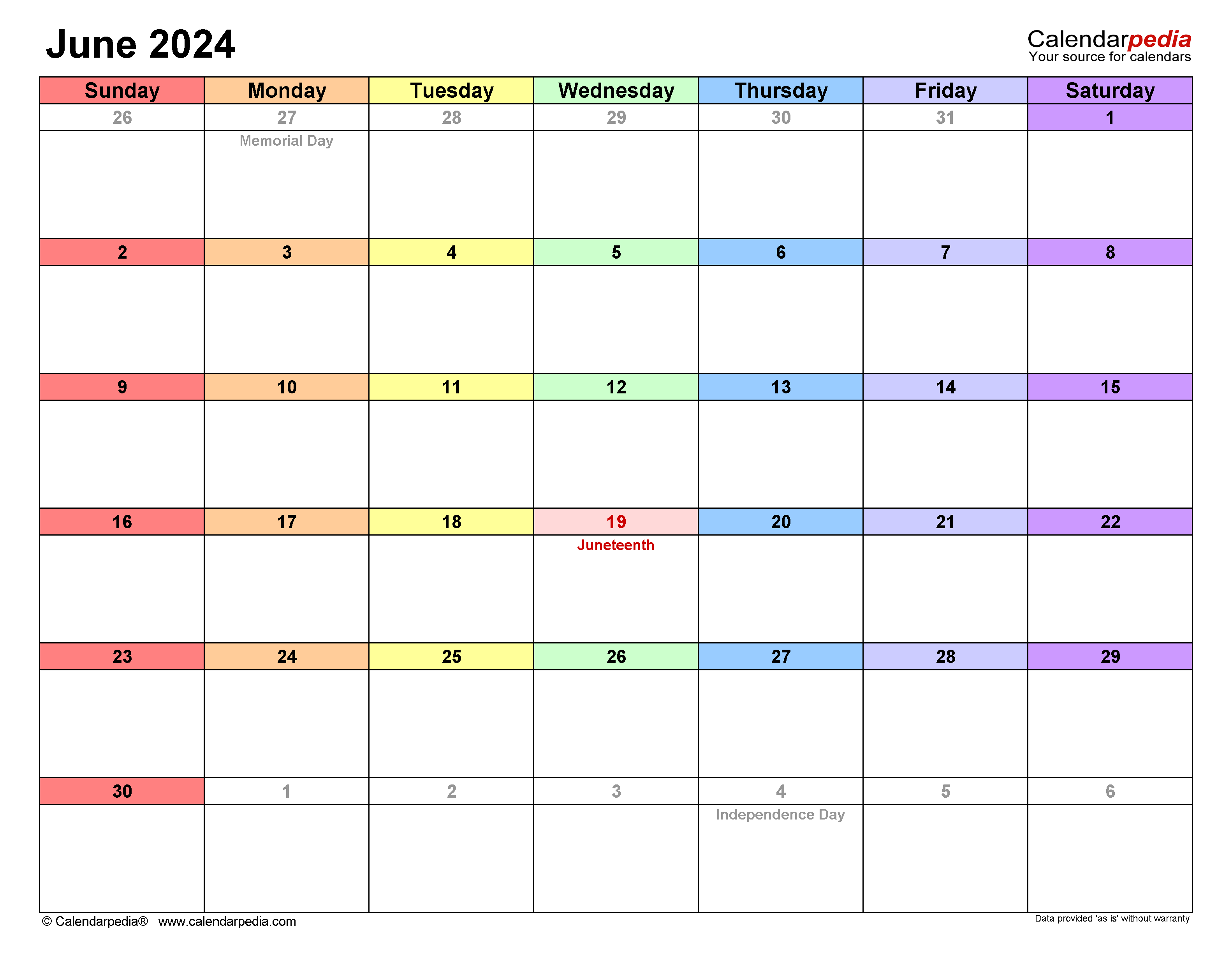 June 2024 Calendar | Templates For Word, Excel And Pdf for June 2024 Excel Calendar