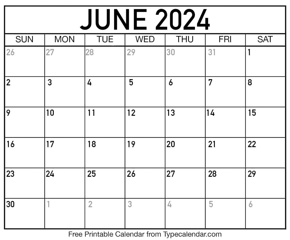 June And July 2024 Editable Calendar Printable Calendar 2024
