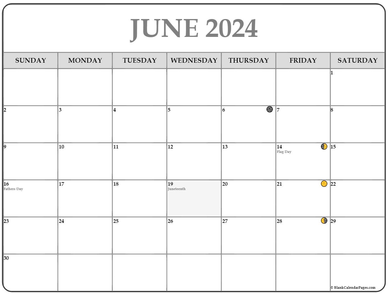 June 2024 Lunar Calendar | Moon Phase Calendar intended for June 2024 Calendar With Moon Phases