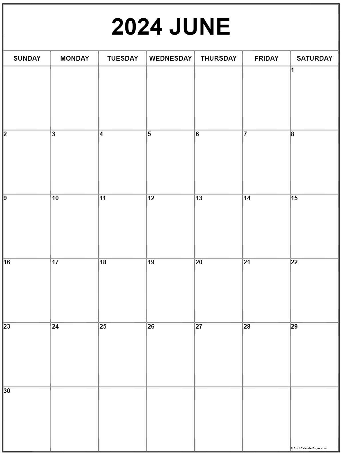 June 2024 Vertical Calendar | Portrait with regard to Calendar For Month Of June 2024