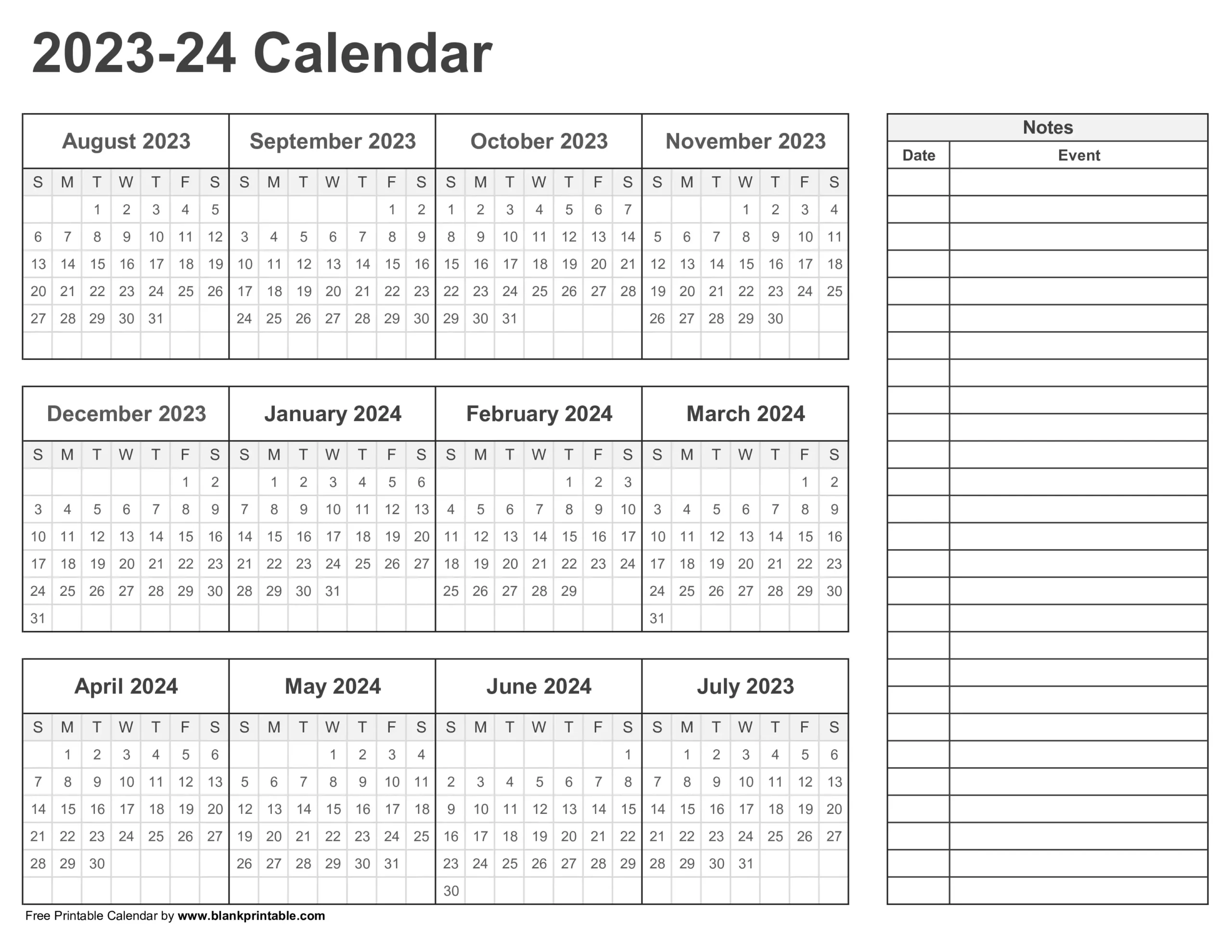 Make Planning Fun &amp;amp; Easy With August 2023 To July 2024 Calendars for July 2023-2024 Calendar