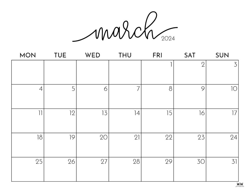 March 2024 Calendars - 50 Free Printables | Printabulls throughout March - June 2024 Calendar