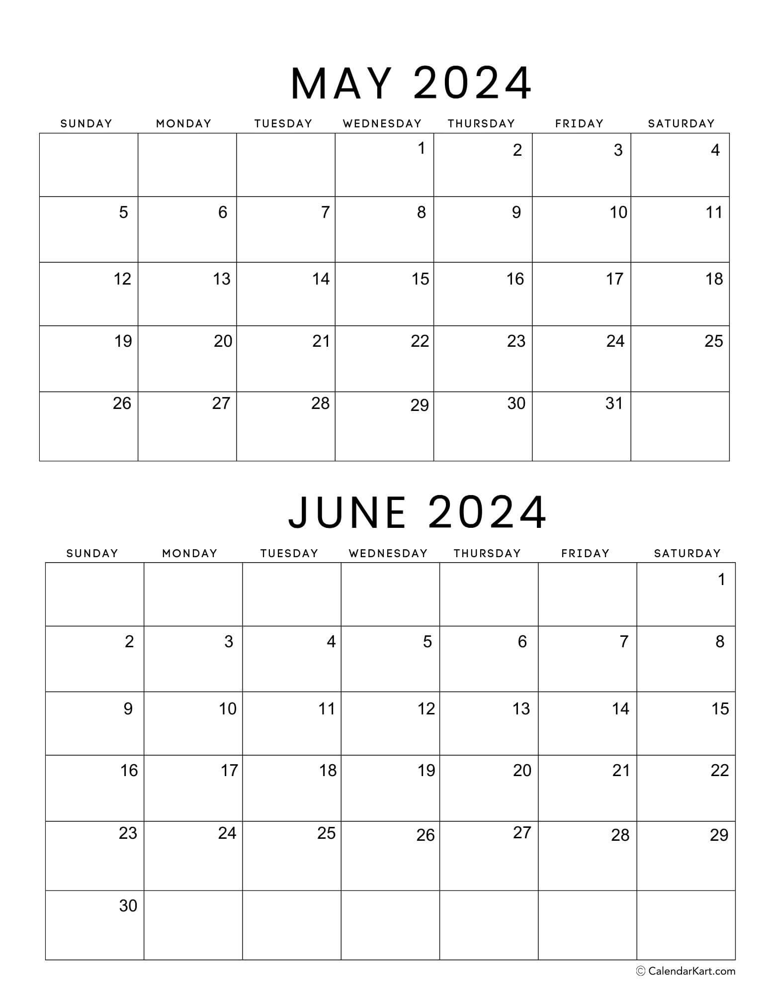 May June 2024 Calendars (3Rd Bi-Monthly) - Calendarkart pertaining to May June 2024 Calendar With Holidays