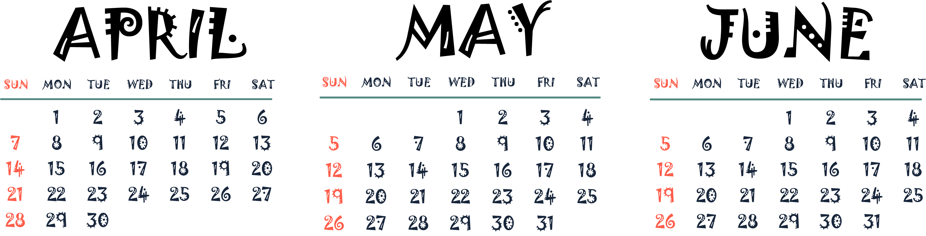 April May June 2024 Calendar Printable Free Printable Calendar 2024